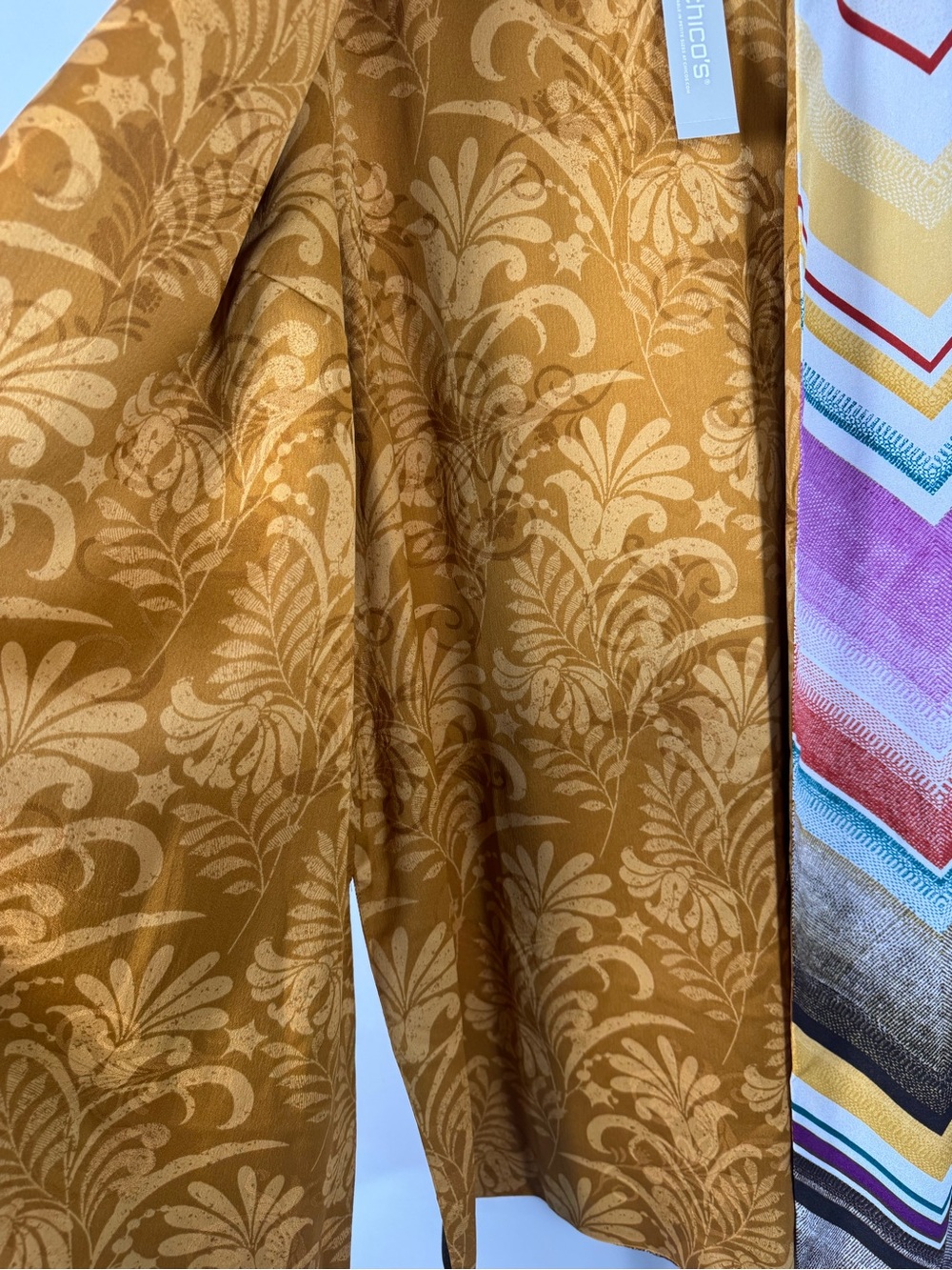 Chico's NWT Reversable Kimono Jacket Size 3 Chevron Vibrant Layering Flowy Boho - Picture 4 of 12